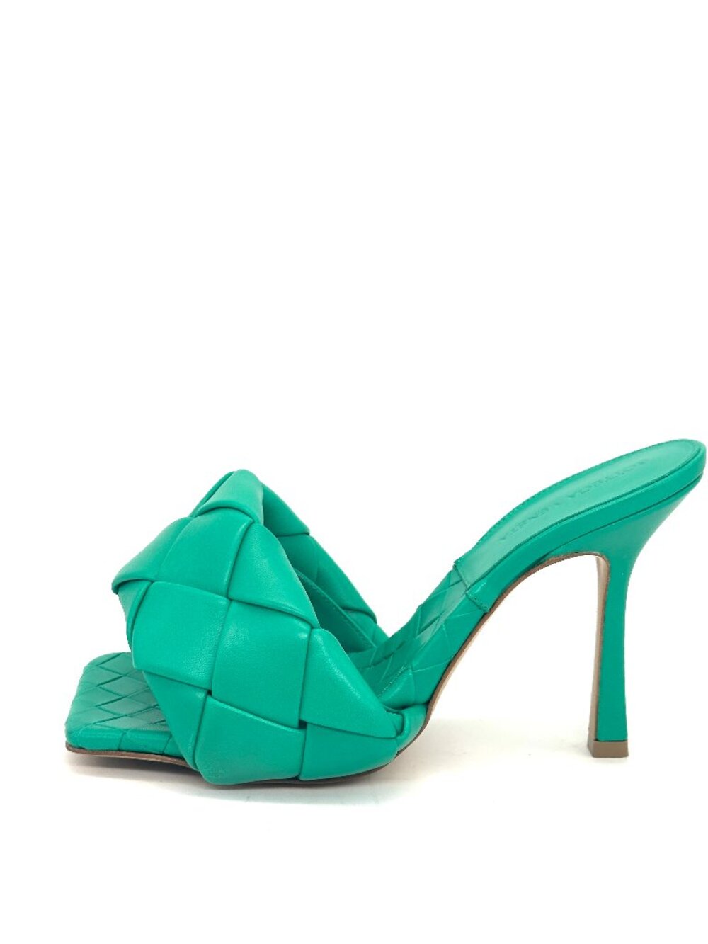 Bottega Veneta LIDO 90 Padded Leather Square Toe Mule Sandals Heels Shoes